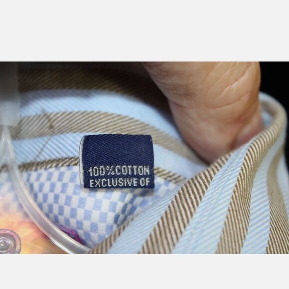 ROBERT GRAHAM BLUE/TAN STRIPE BUTTON FRONT LONG SLEEVE MENS 2XL SHIRT - Picture 8 of 8